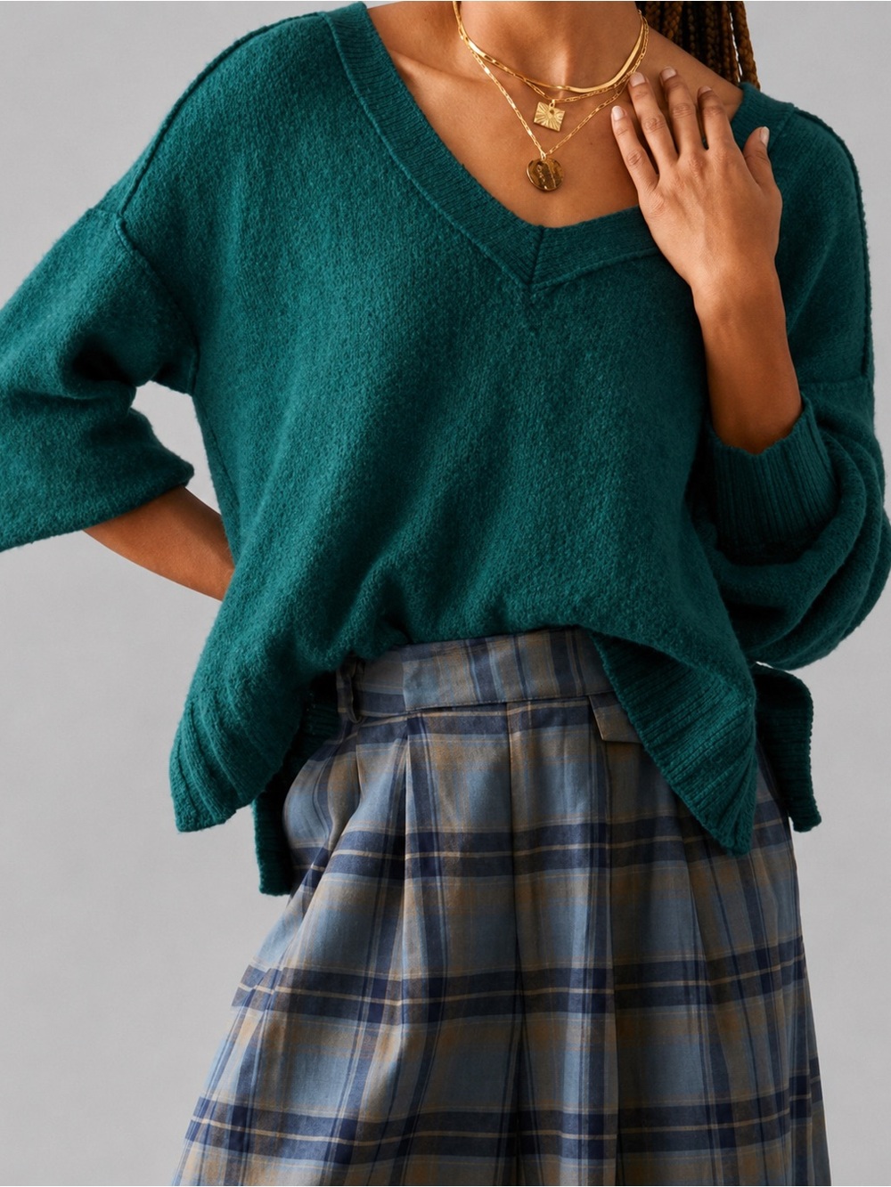 Anthropologie Pilcro Textured Knit V-Neck Sweater